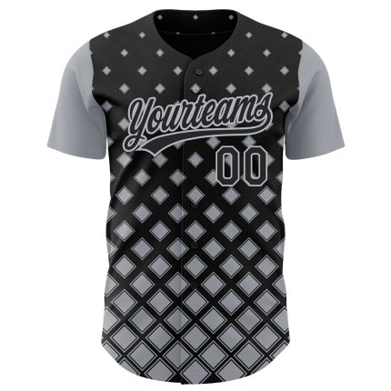 Custom 3D Geometric Shapes Black Gray Baseball Jersey for Men and Women Personalized Black Gray 3D Geometric Shapes Baseball