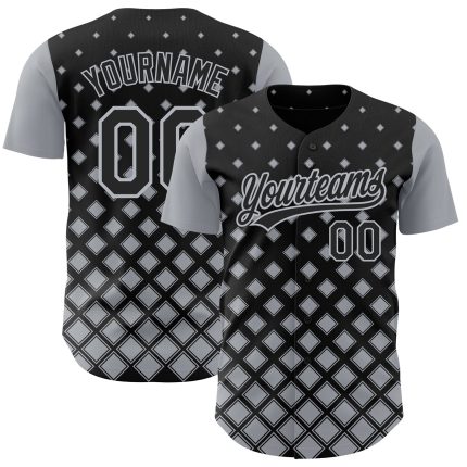 Custom 3D Geometric Shapes Black Gray Baseball Jersey for Men and Women Personalized Black Gray 3D Geometric Shapes Baseball
