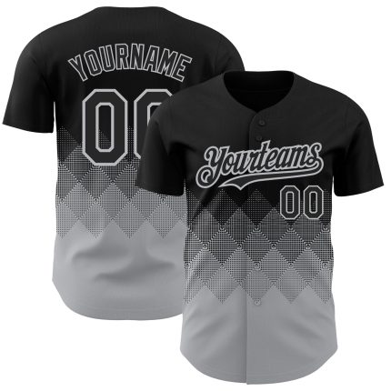 Personalized 3D Gradient Black Gray Square Shapes Baseball Jersey Personalized Black Gray 3D Gradient Square Shapes Baseball