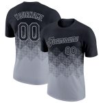 Personalized 3D Gradient Black Gray Performance T-Shirt - Customizable Stylish Athletic Tee Personalized Black Gray 3D Gradient