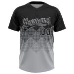 Personalized 3D Gradient Black Gray Unisex Softball Jersey - Two-Button Design Personalized Black Gray 3D Gradient Square