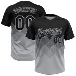 Personalized 3D Gradient Black Gray Unisex Softball Jersey - Two-Button Design Personalized Black Gray 3D Gradient Square