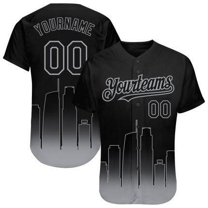 Custom Name & Number 3D Los Angeles Black-Gray Fade Baseball Jersey - Personalized Fashion Authentic Team Gear Personalized