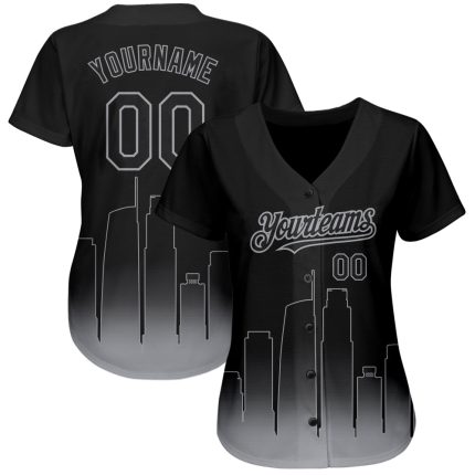 Custom Name & Number 3D Los Angeles Black-Gray Fade Baseball Jersey - Personalized Fashion Authentic Team Gear Personalized