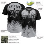 Customizable 3D Gray Black Abstract Splatter Softball Jersey Unisex Team Apparel with Name and Number Personalized Black