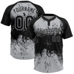 Customizable 3D Gray Black Abstract Splatter Softball Jersey Unisex Team Apparel with Name and Number Personalized Black