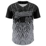 Custom Name and Number Black Gray 3D Wave Design Authentic Baseball Jersey Personalized Black Gray 3D Pattern Design Abstract