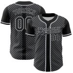 Custom Baseball Jersey with Personalized Name and Number - Black Gray 3D Diagonal Stripes Design Personalized Black Gray