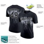 Custom Name and Number 3D Dripping Splatter Art Performance T-Shirt - Personalized Black Gray Team Shirt Personalized Black