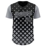 Custom Name Number Baseball Jersey - Personalized Black Gray 3D Geometric Pattern Design Personalized Black Gray 3D Pattern