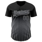 Custom Baseball Jersey - Personalized Gradient Lines in Black Gray 3D Pattern with Your Name and Number Personalized Black
