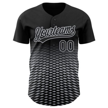 Custom Baseball Jersey - Personalized Gradient Lines in Black Gray 3D Pattern with Your Name and Number Personalized Black