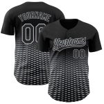 Custom Baseball Jersey - Personalized Gradient Lines in Black Gray 3D Pattern with Your Name and Number Personalized Black