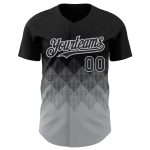 Custom Name and Number Gradient Black Gray 3D Pattern Baseball Jersey - Personalized Team Jersey Personalized Black Gray