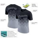 Custom Name Number Gradient T-Shirt with 3D Black Gray Square Pattern - Performance Apparel for Teams Personalized Black