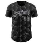Custom Name and Number Authentic Baseball Jersey - Personalized Black Gray 3D Geometric Halftone Pattern Design Personalized