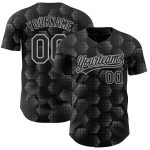 Custom Name and Number Authentic Baseball Jersey - Personalized Black Gray 3D Geometric Halftone Pattern Design Personalized