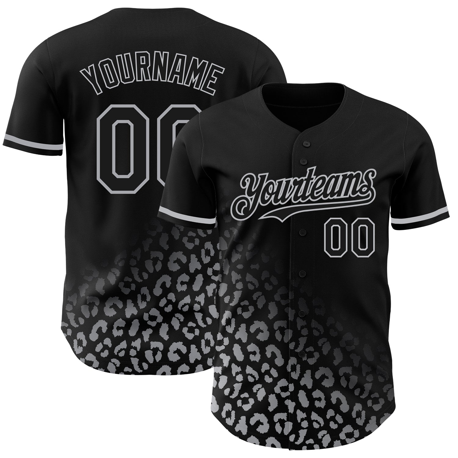 Custom Name and Number Leopard Print Baseball Jersey - Personalized Black Gray 3D Pattern Fashion Team Apparel Personalized