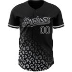 Custom Name and Number Leopard Print Baseball Jersey - Personalized Black Gray 3D Pattern Fashion Team Apparel Personalized