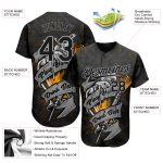 Personalized Baseball Jersey with Custom Name and Number - Black Gray 3D Pattern Design for Play, Dart, Drink Beer Team Wear