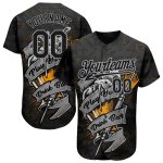 Personalized Baseball Jersey with Custom Name and Number - Black Gray 3D Pattern Design for Play, Dart, Drink Beer Team Wear