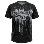 Custom Name and Number Personalized 3D Dripping Splatter Art Black Gray Two-Button Unisex Softball Jersey Personalized Black