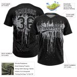 Custom Name and Number Personalized 3D Dripping Splatter Art Black Gray Two-Button Unisex Softball Jersey Personalized Black