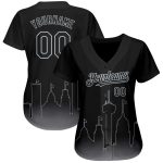 Personalized 3D San Antonio City Edition Baseball Jersey - Custom Name & Number | Black Gray Fade Authentic Fashion Team Apparel