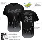 Personalized 3D San Antonio City Edition Baseball Jersey - Custom Name & Number | Black Gray Fade Authentic Fashion Team Apparel