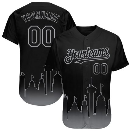San Antonio City Edition Fade Baseball Jersey Personalized Black Gray 3D Design Personalized Black Gray 3D San Antonio City
