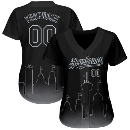 San Antonio City Edition Fade Baseball Jersey Personalized Black Gray 3D Design Personalized Black Gray 3D San Antonio City