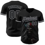 Personalized 3D Skull Baseball Jersey in Black and Gray - Fashion Sportswear Personalized Black Gray 3D Skull Fashion Baseball