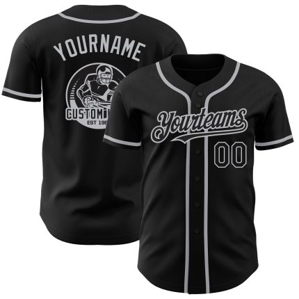 Custom Black Gray Baseball Jersey - Personalized Sports Apparel for Fans Personalized Black Gray Authentic Baseball Jersey