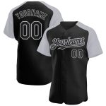 Custom Name and Number Personalized Black Gray Baseball Jersey - Authentic Raglan Sleeves Team Jersey Personalized Black