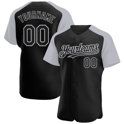 Custom Name and Number Personalized Black Gray Baseball Jersey - Authentic Raglan Sleeves Team Jersey Personalized Black