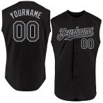 Custom Team Name Number Baseball Jersey - Personalized Black Gray Authentic Sleeveless Style Personalized Black Gray Authentic
