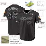 Customizable Throwback Baseball Jersey for Team - Personalized Black Gray with Name and Number Personalized Black Gray Authentic