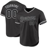 Customizable Throwback Baseball Jersey for Team - Personalized Black Gray with Name and Number Personalized Black Gray Authentic