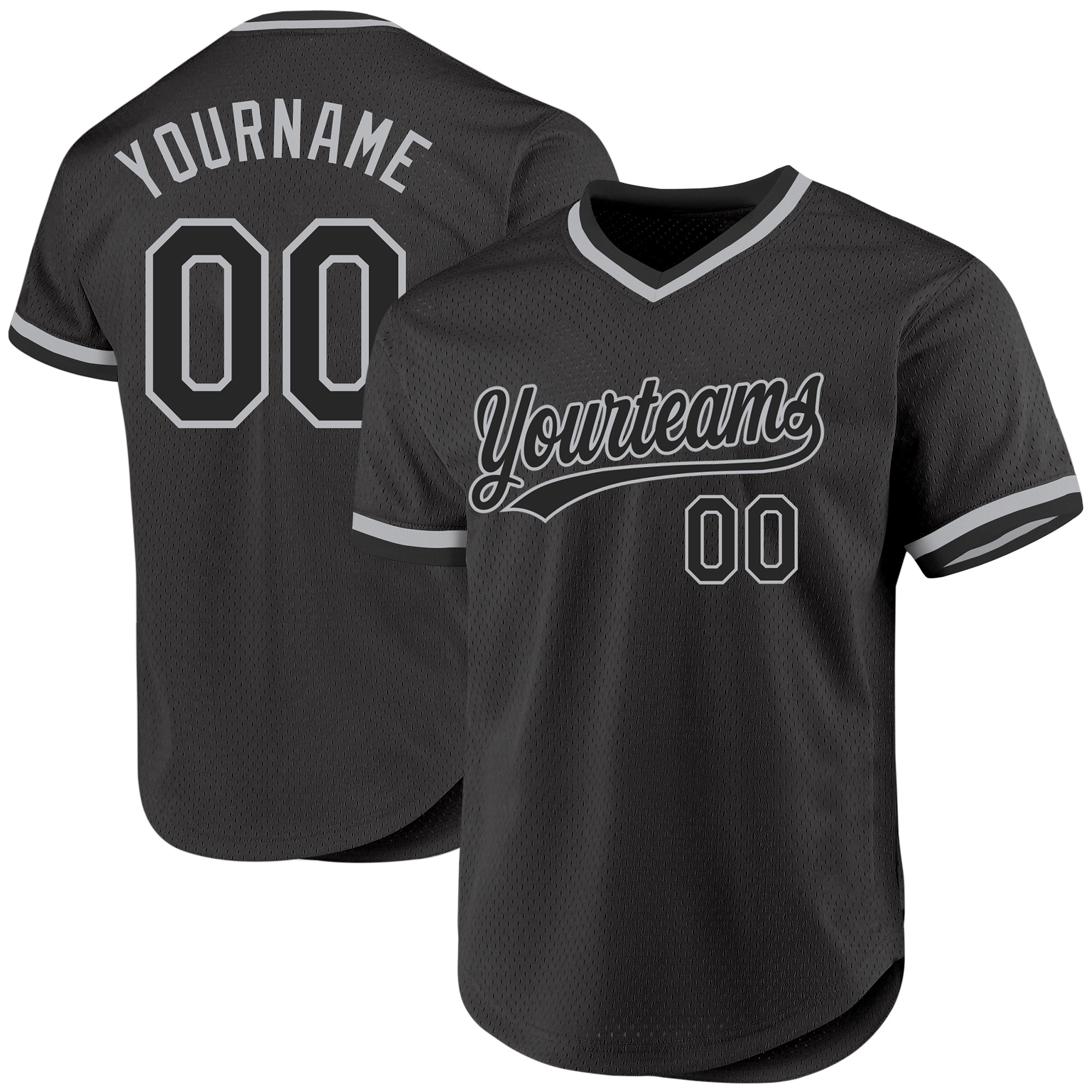 Customizable Throwback Baseball Jersey for Team - Personalized Black Gray with Name and Number Personalized Black Gray Authentic
