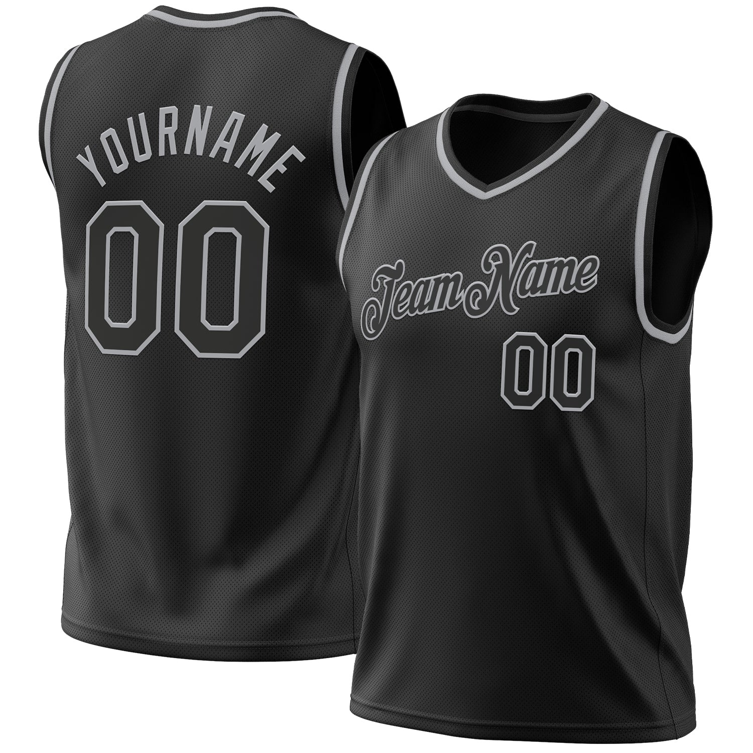 Personalized Authentic Basketball Jersey - Black Gray Throwback Style Personalized Black Gray Authentic Throwback Basketball