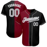 Personalized Black Gray Crimson Fashion Baseball Jersey for Men and Women Personalized Black Gray-Crimson Split Fashion Baseball