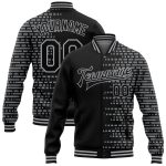 Personalized 3D Varsity Letterman Jacket Black Gray Halftone Full-Snap Bomber Personalized Black Gray Halftone 3D Bomber