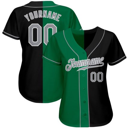 Custom Authentic Baseball Jersey Personalized Black Gray Kelly Green with Name and Number - Team Apparel Personalized Black