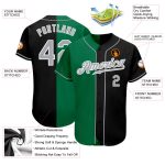 Personalized Black and Gray Split Baseball Jersey with Kelly Green Accent Personalized Black Gray-Kelly Green Split Fashion