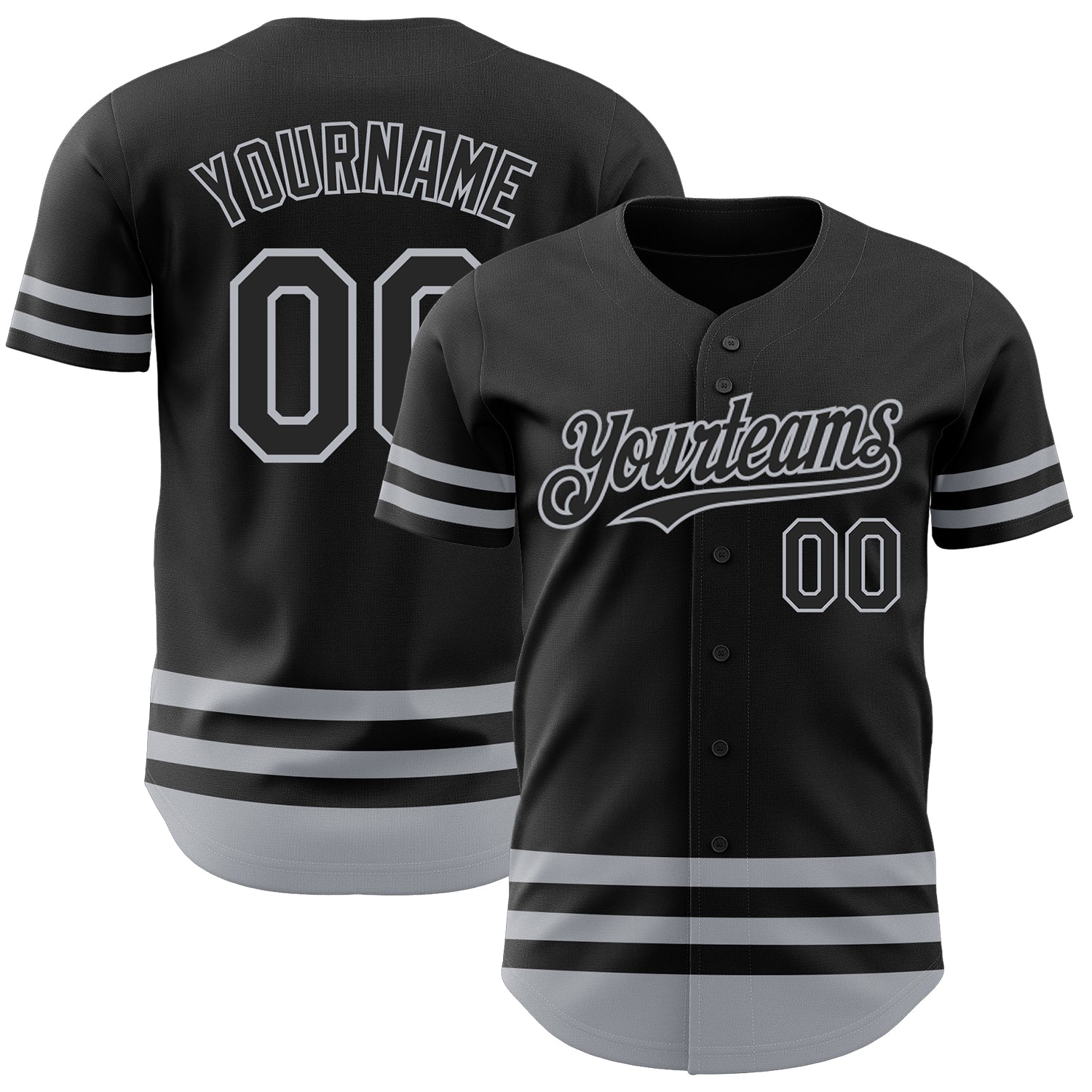 Custom Name and Number Authentic Black Gray Line Baseball Jersey - Personalized Team Apparel Personalized Black Gray Line