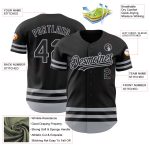 Custom Name and Number Authentic Black Gray Line Baseball Jersey - Personalized Team Apparel Personalized Black Gray Line