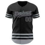 Custom Name and Number Authentic Black Gray Line Baseball Jersey - Personalized Team Apparel Personalized Black Gray Line