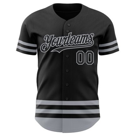 Custom Name and Number Authentic Black Gray Line Baseball Jersey - Personalized Team Apparel Personalized Black Gray Line