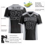 Custom Name and Number Personalized Black Gray Mesh Football Jersey - Authentic Team Apparel Personalized Black Gray Mesh
