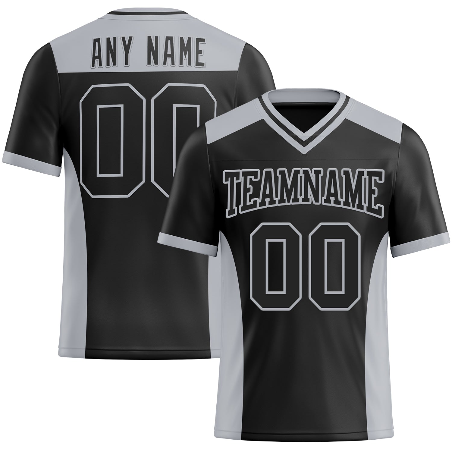Custom Name and Number Personalized Black Gray Mesh Football Jersey - Authentic Team Apparel Personalized Black Gray Mesh